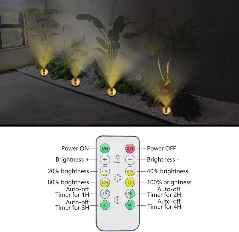 HAMVIDNE Indoor Spotlight, Battery Operated Spotlights with Remote, Picture Lights for Wall, Plant Tree Spotlight with Timer, Up Lights for Art Display Dartboard Painting Artwork Accent Frames-Gold - Image 3